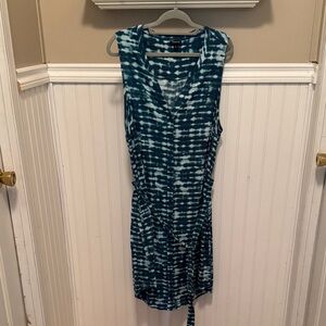 Torrid Teal and White Sleeveless Midi Dress